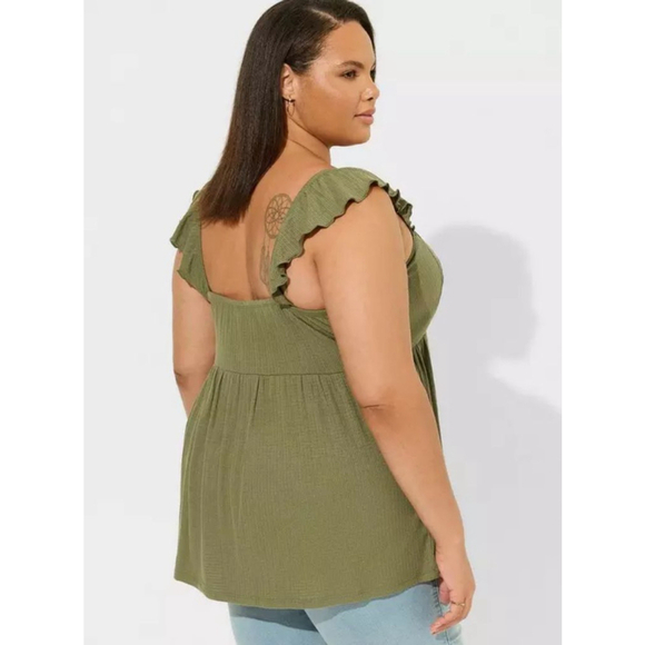 Torrid Textured Jersey Square Neck Flutter Sleeve Babydoll Size L (0X) - Picture 3 of 11